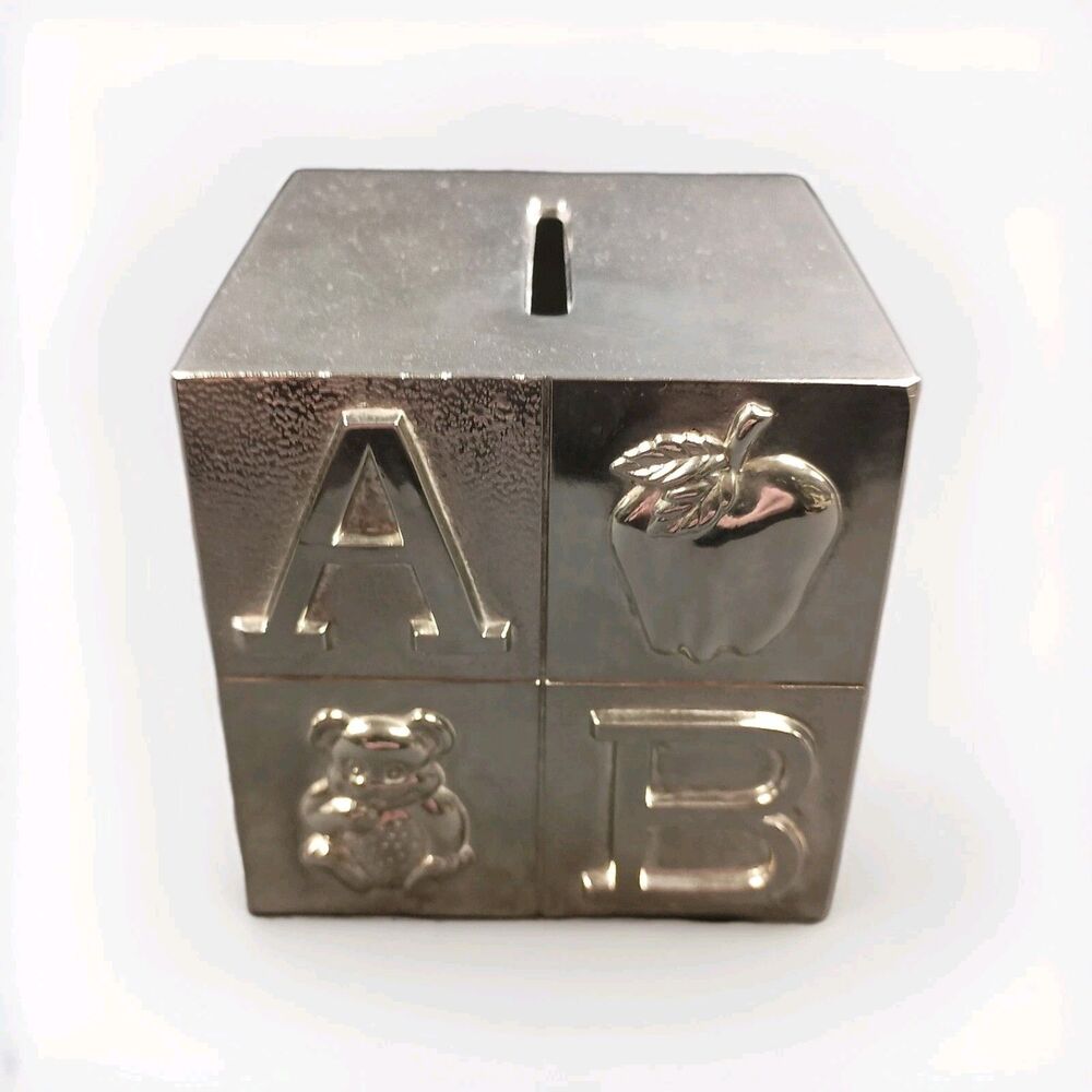 Vintage 3inch ABC's International Silver Co. Coin Bank Made In Hong Kong